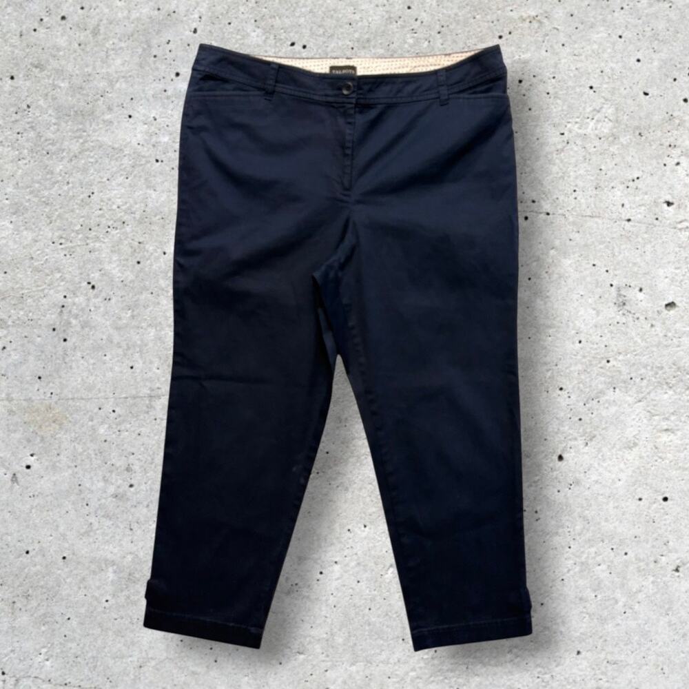 Talbots Perfect Skimmer Capri Crop Chino Pants Womens Size 14 Navy Blue